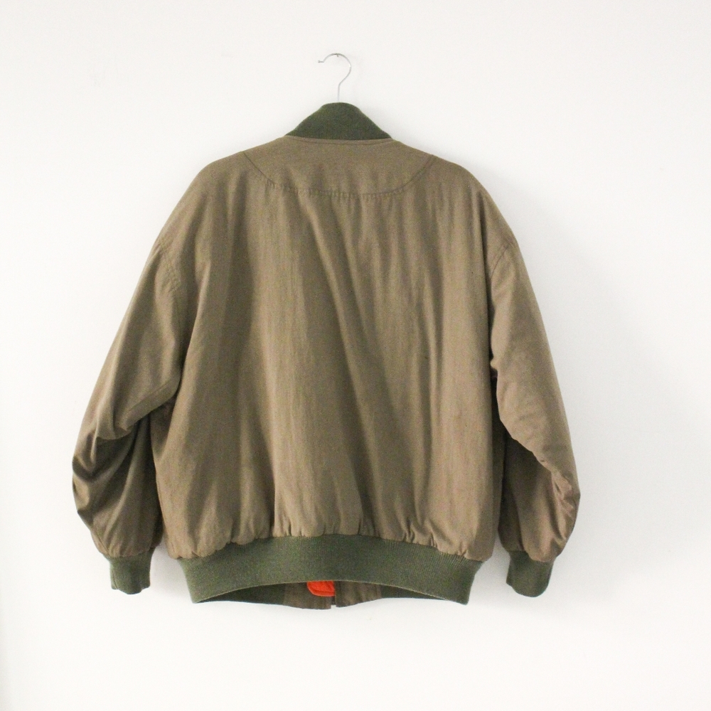 SOLD - Rare Vintage 1980s Green Flight Bomber Jacket with Blue Grass Inc - Picture 8 of 8